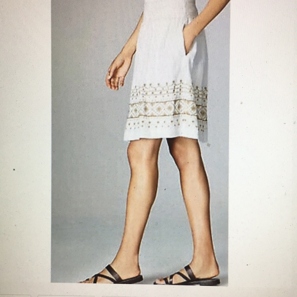 J Jill Smocked Waist Embroidered Skirt